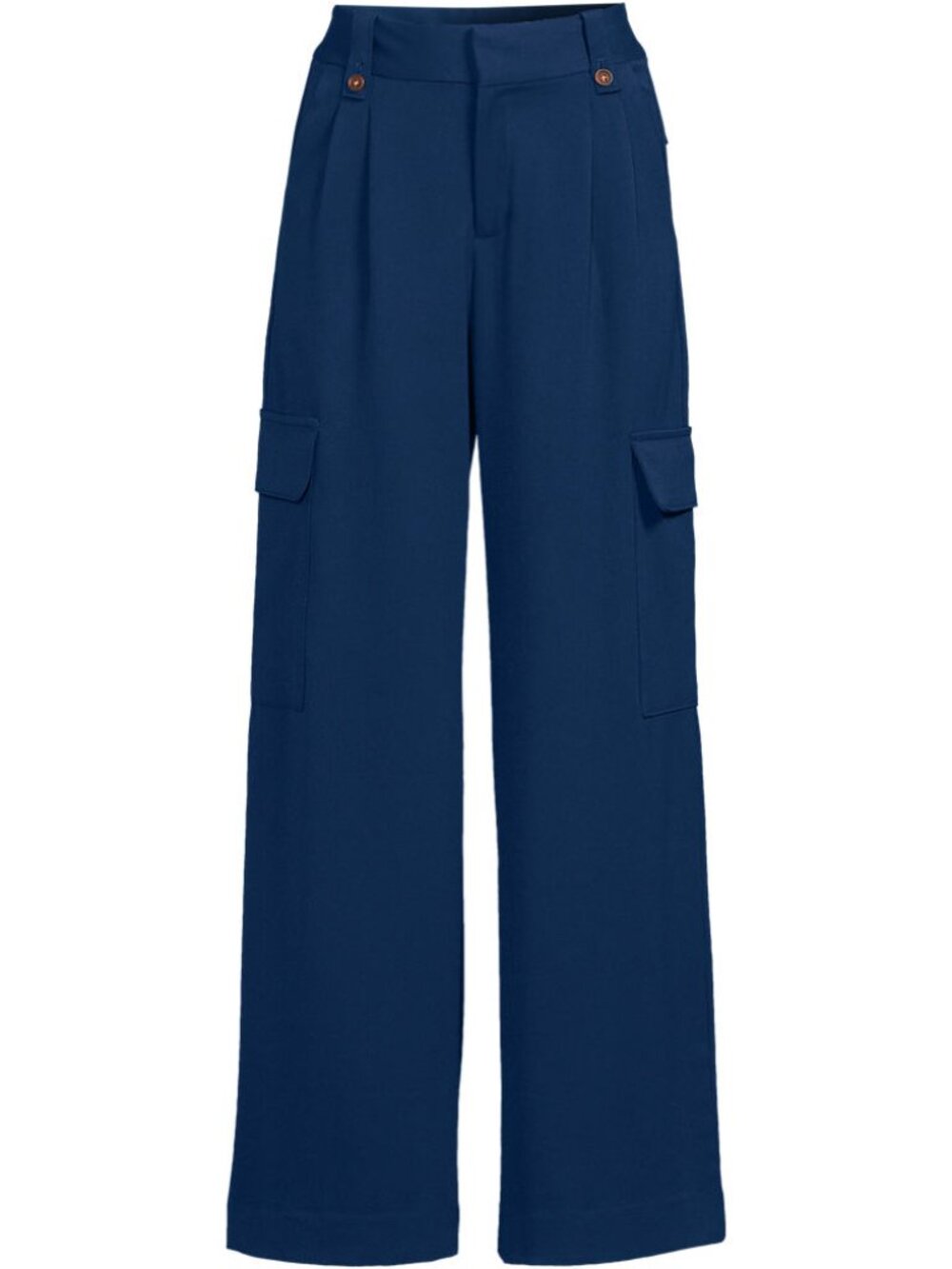 Size 8P, Soft Polish Cargo High Rise, Wide Leg, Navy Blue Pants, Land's End
